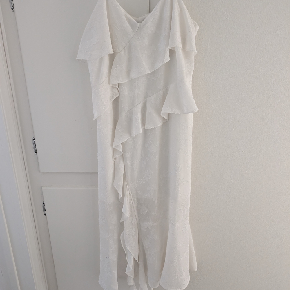 Wild Fable Asymmetrical White Ruffle Dress